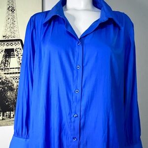 Simply Vera Vera Wang Cobalt Blue Button-Down Blouse